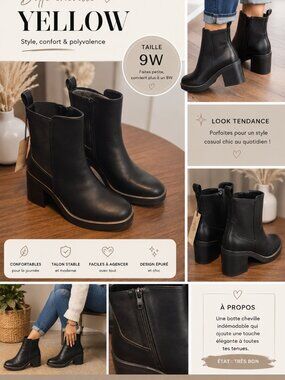 Yellow Ankle Boots – Size 9W